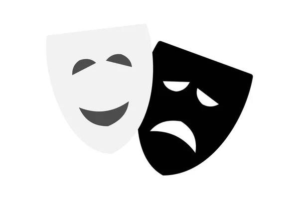 Ilustración vectorial de máscaras de teatro de comedia y tragedia — Vector de stock