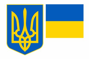 Ukrayna Arması Ve Bayrak Vektör illüstrasyon