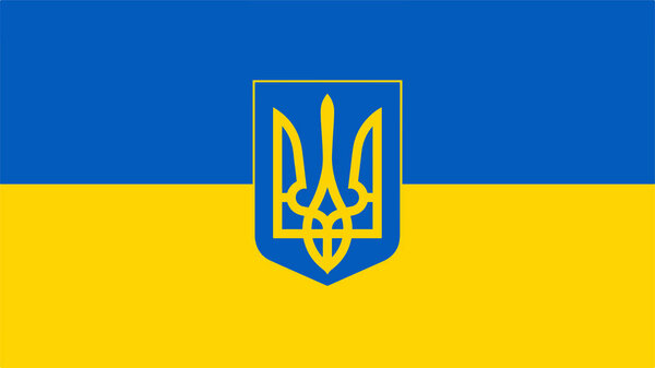Ukraine Coat Of Arms and Flag Vector illustration