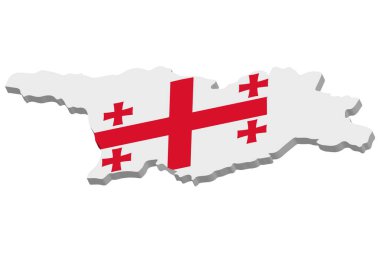 3d Gürcistan Harita Bayrak Vektör illüstrasyon