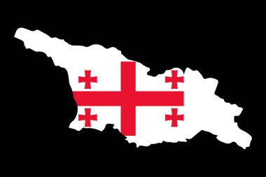 Gürcistan Harita Bayrak Vektör illüstrasyon