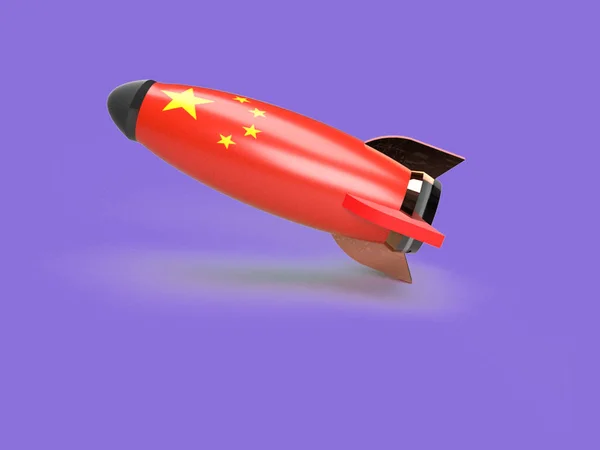 Rocket avec le drapeau de la Chine rendu 3D — Photo