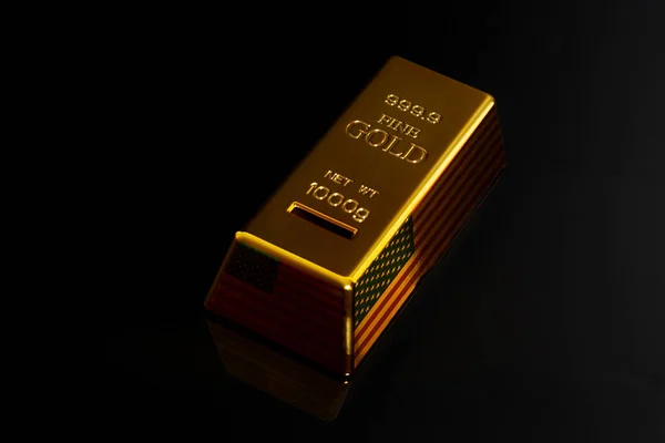 stock image Gold bar with USA flag.