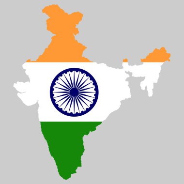 Hindistan Vektör illüstrasyon bayrak haritası