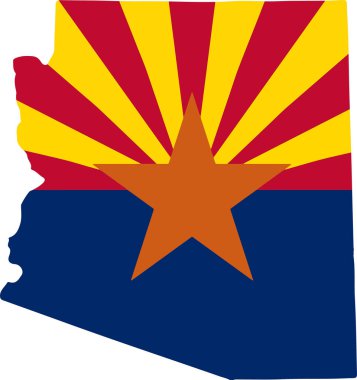 Abd Arizona Eyaleti Vektör illüstrasyonharitası ve bayrağı