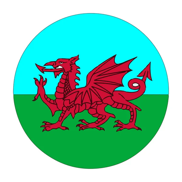 Bandera de Gales Reino Unido Dragón rojo, ilustración vectorial — Vector de stock