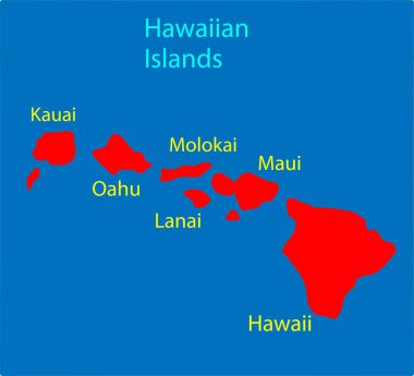Hawaii Adaları. Hawaii ABD Devlet Vektör illüstrasyon