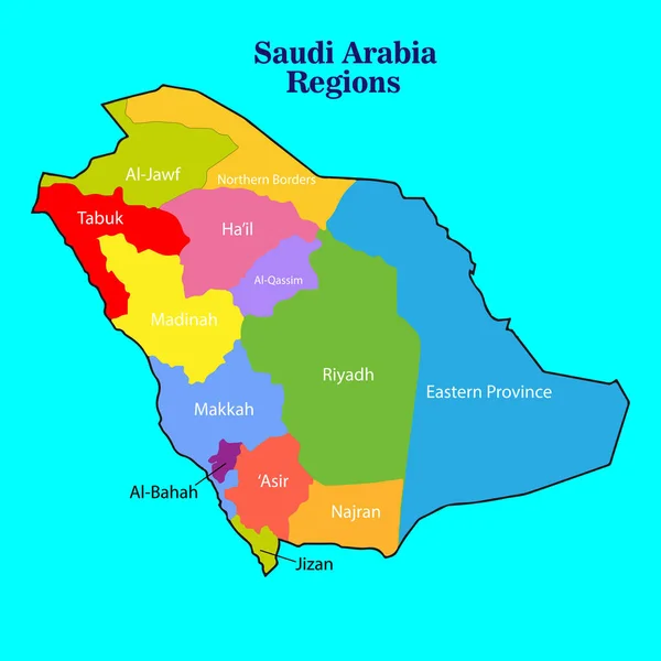 Vektorkarte von Saudi-Arabien mit Regionen — Stockvektor