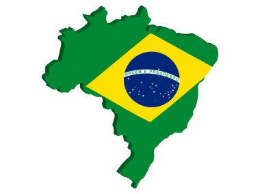 Brezilya 'nın 3d Haritası Vektör illüstrasyonu 10 puan