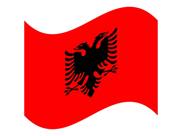 Onda Bandera nacional de Albania Vector illustration eps10 — Vector de stock