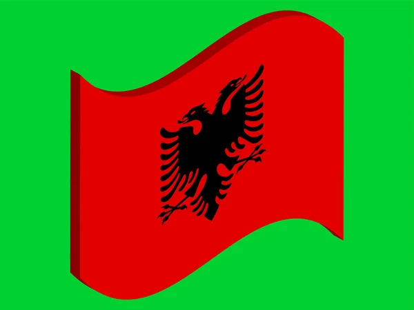 Onda Bandera nacional de Albania Vector illustration eps10 — Vector de stock