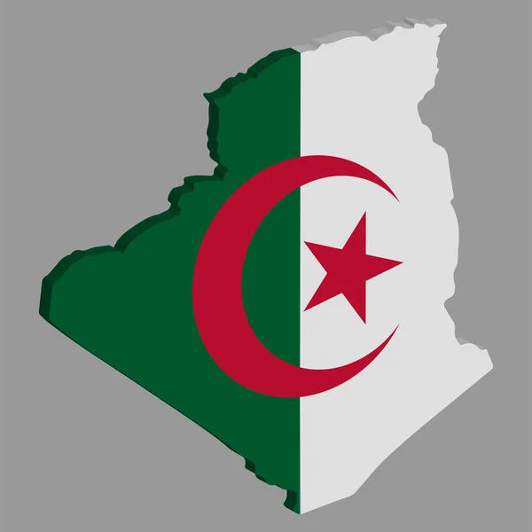 3D Algérie carte vecteur de drapeau en couleur officielle. Illustration vectorielle — Image vectorielle