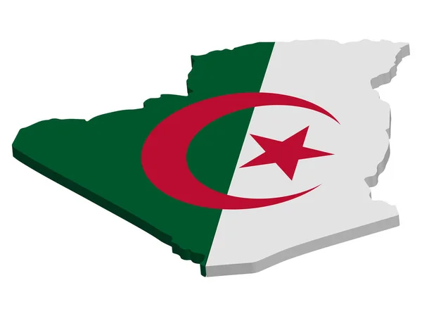 3D Algeria map flag vector in official color. Vector illustration — Stock Vector