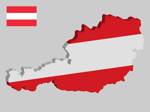 3D Austria Map and Flag Vector illustration eps 10 — ストックベクタ