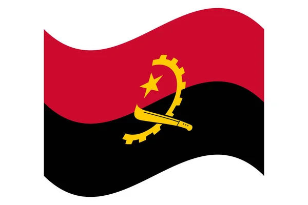 Wave National flag of Angola.Vector illustration eps 10 — ストックベクタ