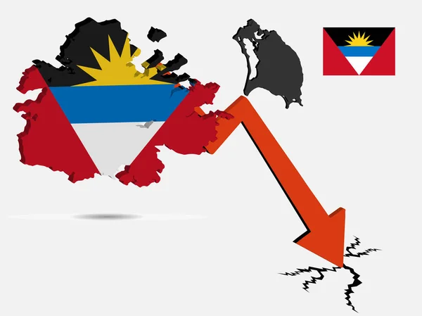 Antigua y Barbuda concepto de crisis económica ilustración vectorial — Archivo Imágenes Vectoriales