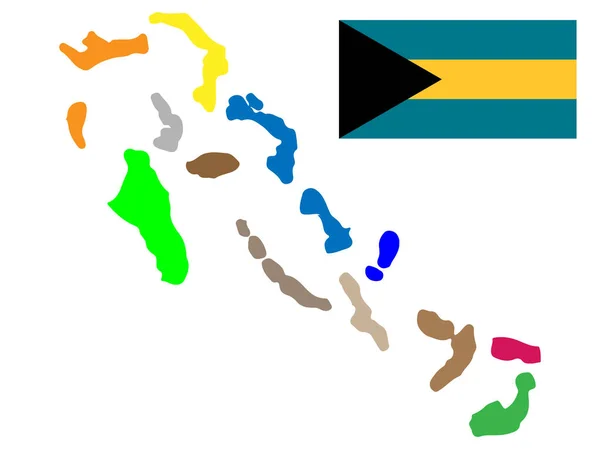 Carte et drapeau du vecteur Bahamas — Image vectorielle