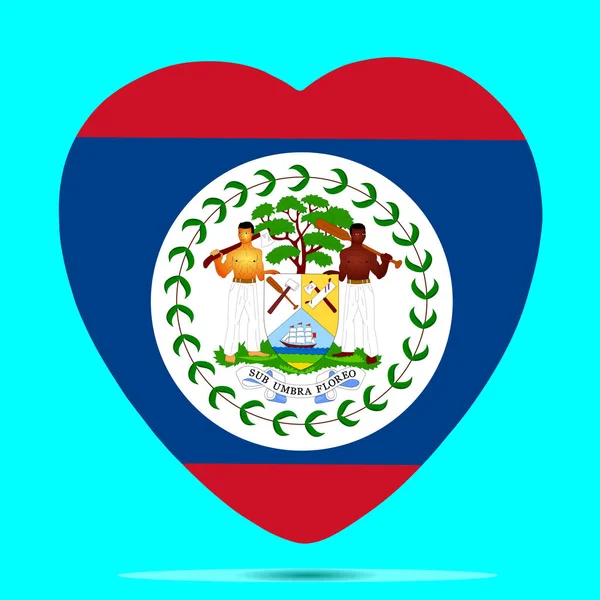 Bandera de Belice en forma de corazón Vector — Archivo Imágenes Vectoriales