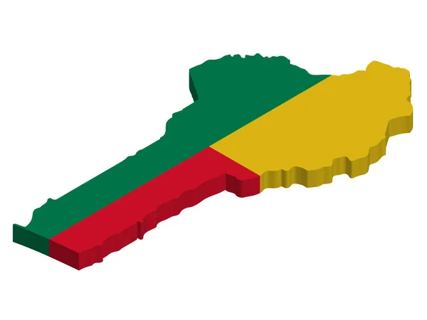 Mapa de Bandera 3D de Benin Vector ilustración eps 10 — Archivo Imágenes Vectoriales