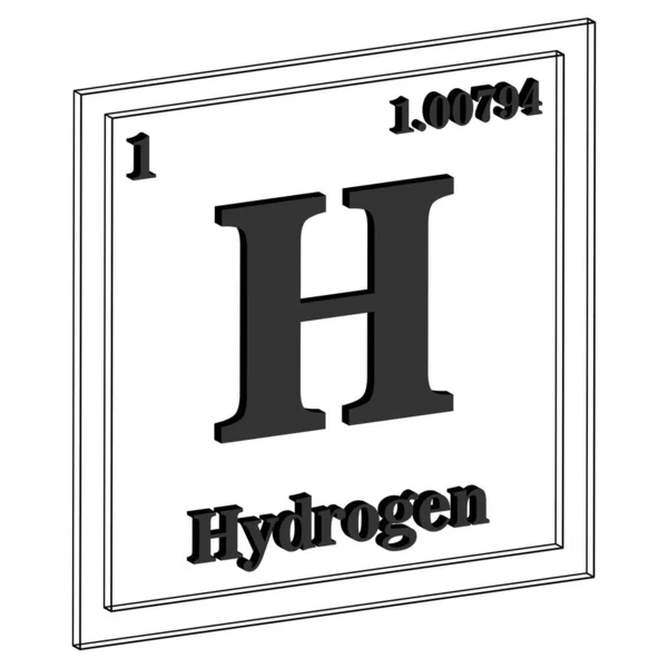 Wasserstoff Periodensystem der Elemente 3d Vektor Illustration Folge 10 — Stockvektor
