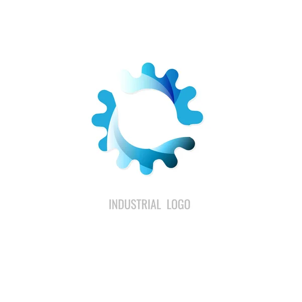Logotipo Cor Azul Cog Industrial Vector Sobre Fundo Branco Ícone — Vetor de Stock