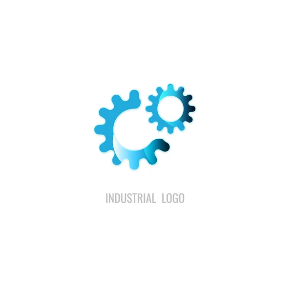 Logotipo Cor Azul Cog Industrial Vector Sobre Fundo Branco Ícone — Vetor de Stock