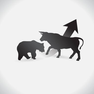 Bull and bear shapes that look like made of charts. on white background. vector. Illustration. logo. symbol. abstract. design. Animals. logo. The growing Business market clipart