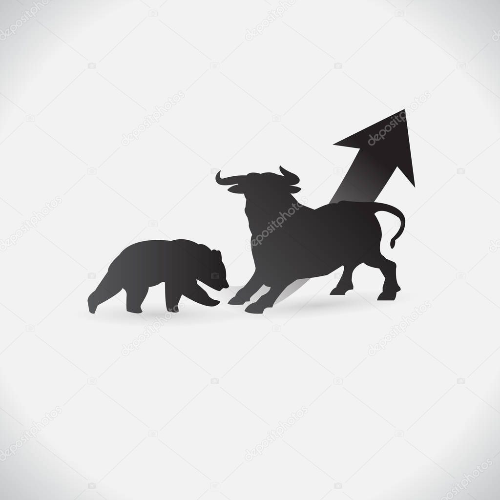 Bull and bear shapes that look like made of charts. on white background. vector. Illustration. logo. symbol. abstract. design. Animals. logo. The growing Business market