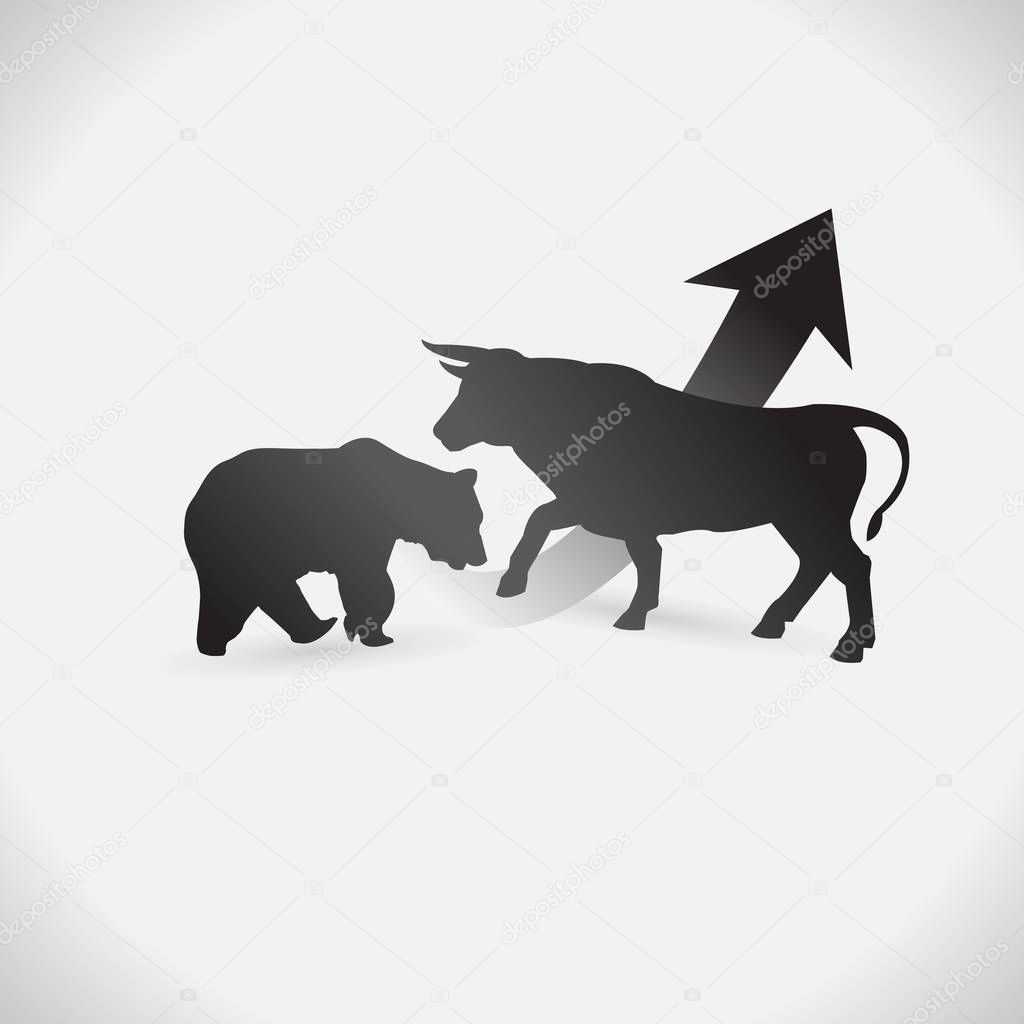 Bull and bear shapes that look like made of charts. on white background. vector. Illustration. logo. symbol. abstract. design. Animals. logo. The growing Business market
