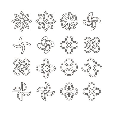 Çiçek simgeler. satır. Vektör çizim. Beyaz arka plan üzerinde