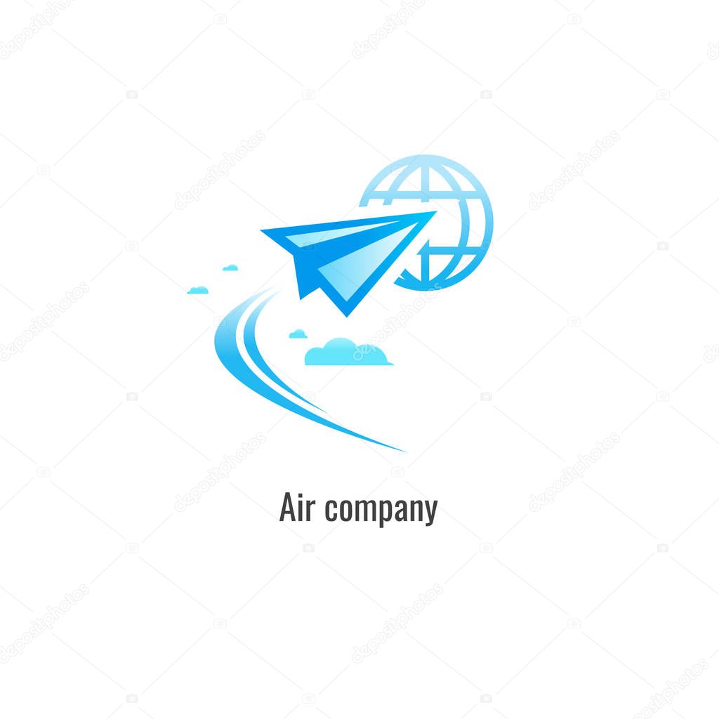 Air company modern paper plane logo Template. vector. on white background. transportation