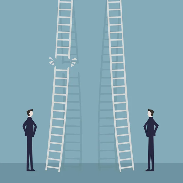 Риск Концепции Карьерного Роста Два Бизнесмена Стоят Поднимаются Корпоративным Лестницам — стоковый вектор