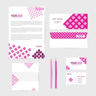 Kurumsal kimlik şablonu. İş. İş kartı kalem. Kitap. mektup. vektör