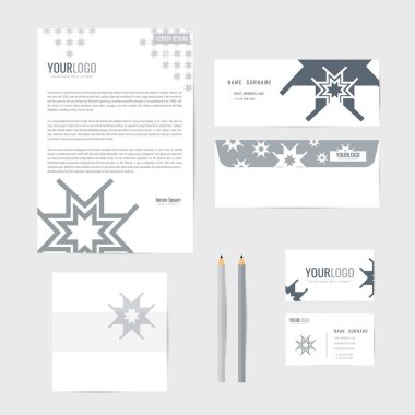 Kurumsal kimlik şablonu. İş. İş kartı kalem. Kitap. mektup. vektör