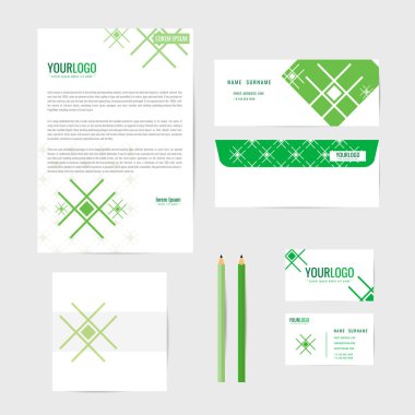 Kurumsal kimlik şablonu. İş. İş kartı kalem. Kitap. mektup. vektör