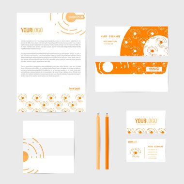 Kurumsal kimlik şablonu. İş. İş kartı kalem. Kitap. mektup. vektör