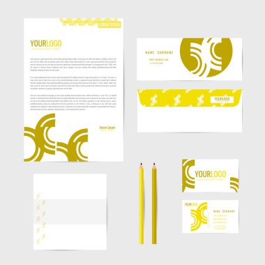 Kurumsal kimlik şablonu. İş. İş kartı kalem. Kitap. mektup. vektör