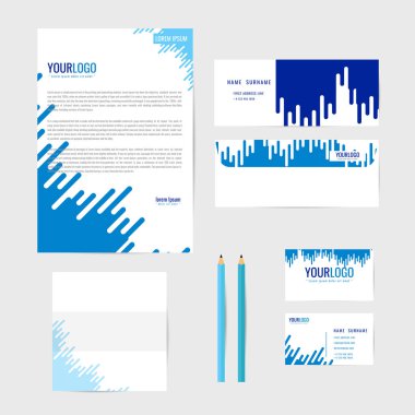 Kurumsal kimlik şablonu. İş. İş kartı kalem. Kitap. mektup. vektör