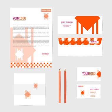 Kurumsal kimlik şablonu. İş. İş kartı kalem. Kitap. mektup. vektör