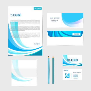 Kurumsal kimlik şablonu. İş. İş kartı kalem. Kitap. mektup. vektör