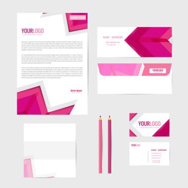 Kurumsal kimlik şablonu. İş. İş kartı kalem. Kitap. mektup. vektör