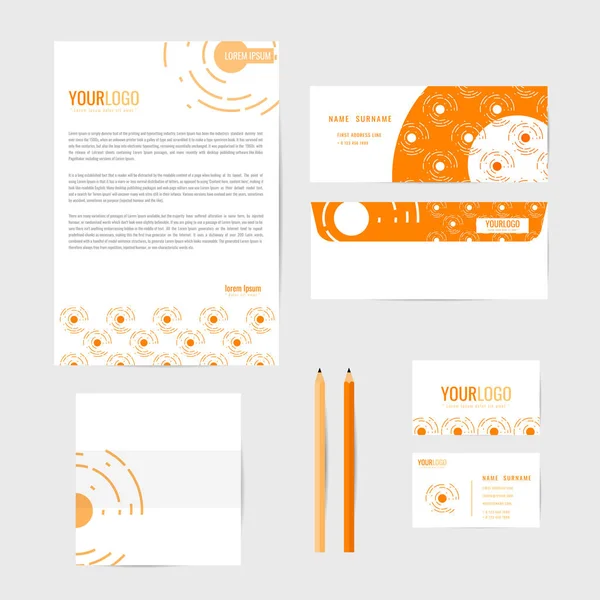 Kurumsal kimlik şablonu. İş. İş kartı kalem. Kitap. mektup. vektör