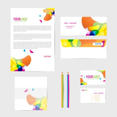 Kurumsal kimlik şablonu. İş. İş kartı kalem. Kitap. mektup. vektör