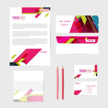 Kurumsal kimlik şablonu. İş. İş kartı kalem. Kitap. mektup. vektör