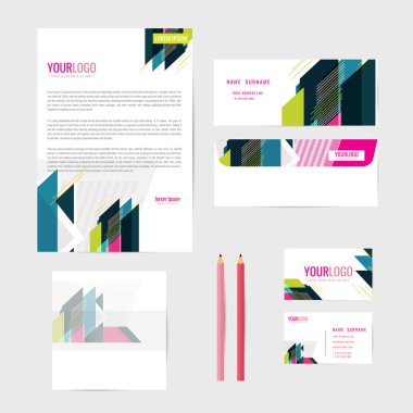 Kurumsal kimlik şablonu. İş. İş kartı kalem. Kitap. mektup. vektör