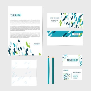 Kurumsal kimlik şablonu. İş. İş kartı kalem. Kitap. mektup. vektör