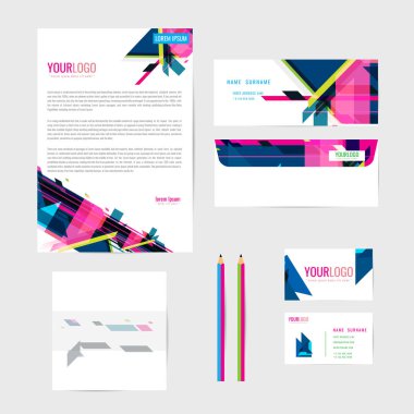 Kurumsal kimlik şablonu. İş. İş kartı kalem. Kitap. mektup. vektör