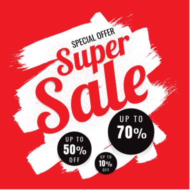 Süper Satılık özel teklif % %10 %50 70 beyaz arka plan üzerinde. vektör çizim. Ticaret iş. alışveriş. afiş