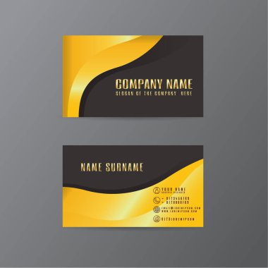 vektör yaprak yaratıcı kartvizit altın ve siyah tasarımı metin gri arka plan üzerinde