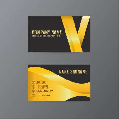 vektör yaprak yaratıcı kartvizit altın ve siyah tasarımı metin gri arka plan üzerinde